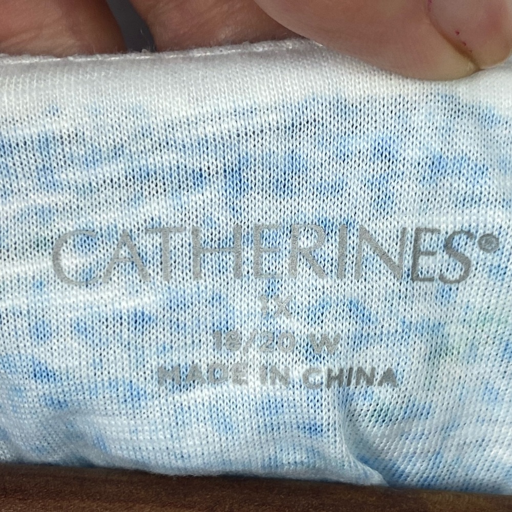 Catherines blue green Floral sparkle key hole t-shirt 1X - Picture 7 of 9